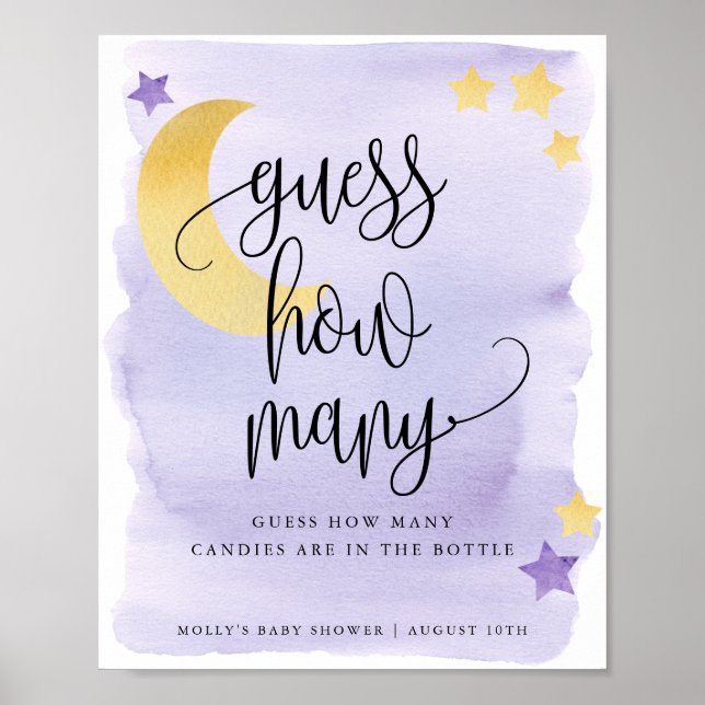 Poster Jogo de Adivinhação Roxo Além da Lua (Frente)