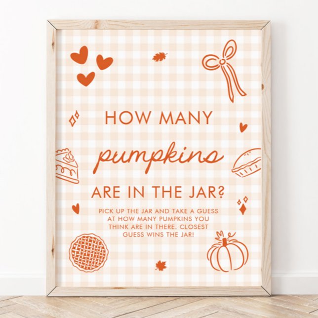 Poster Jogo de Advinhação de Abóboras Cutie Pie Laranja d (Fall Orange Cutie Pie Guess How Many Pumpkins Game Sign)
