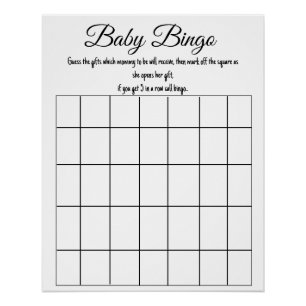 Póster jogo de baby bingo para chá de bebê