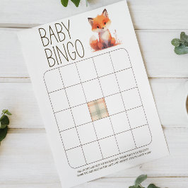 Poster Jogo de Baby Shower Bebê Bingo Baby Raposa Fofa