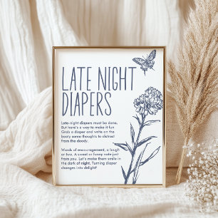 Poster Jogo de Baby Shower de Fralda Noturna Vintage Coun