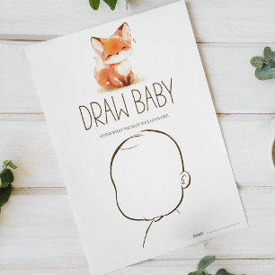 Poster Jogo de Baby Shower Desenhe Bebê Pequena Raposa Fo