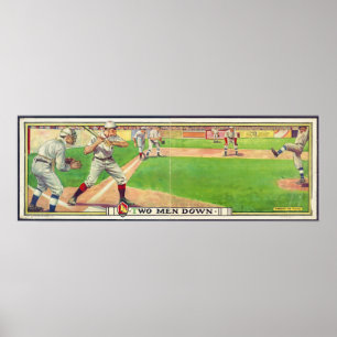 Póster Jogo de basebol panorâmico do vintage de dois