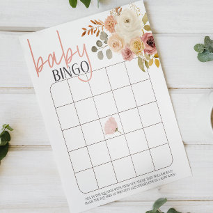 Poster Jogo de bebê bingo para chá de bebê de menina cor-