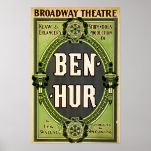 Poster Jogo de Ben Hur do teatro de Broadway do vintage