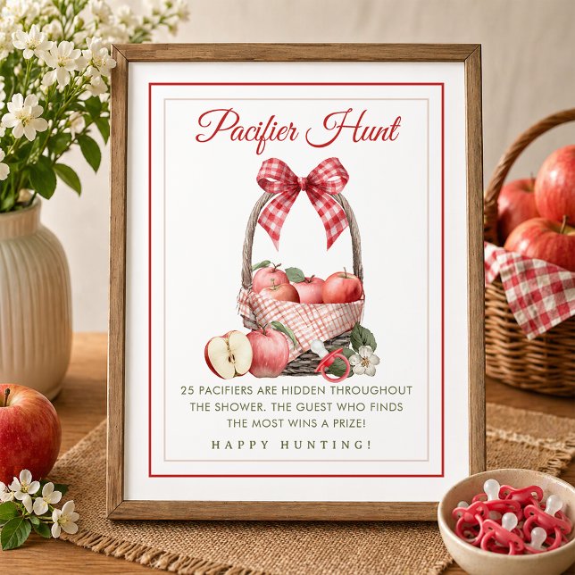 Poster Jogo de Caça ao Chupeta para Chá de Bebê no Pomar  (Pacifier Hunt Game Sign)