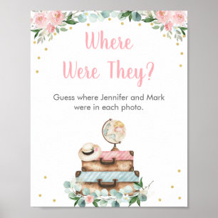 Poster Jogo de Casamento de Viagem Floral Rosa