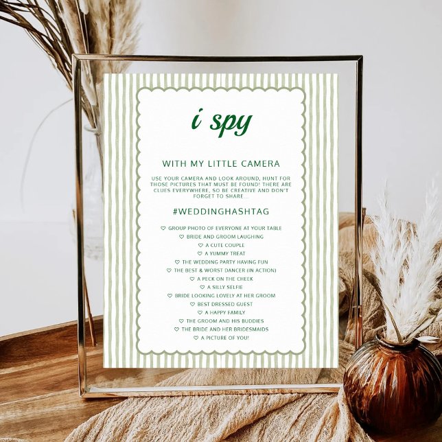 Poster Jogo de Casamento Faixa Verde Eu Espio Caça ao Tes (Criador carregado)