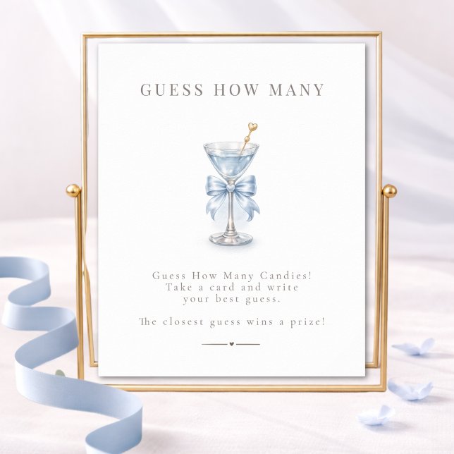Poster Jogo de Chá de Bebê Blue Martini Baby Adivinhe Qua (Criador carregado)