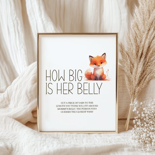 Poster Jogo de Chá de Bebê Little Fox Big Is Her Belly (Criador carregado)