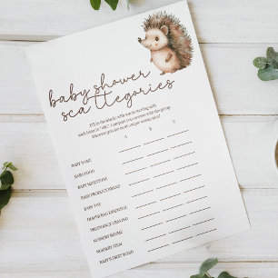 Poster Jogo de Chá de Bebê Little Hedgehog Scattergories