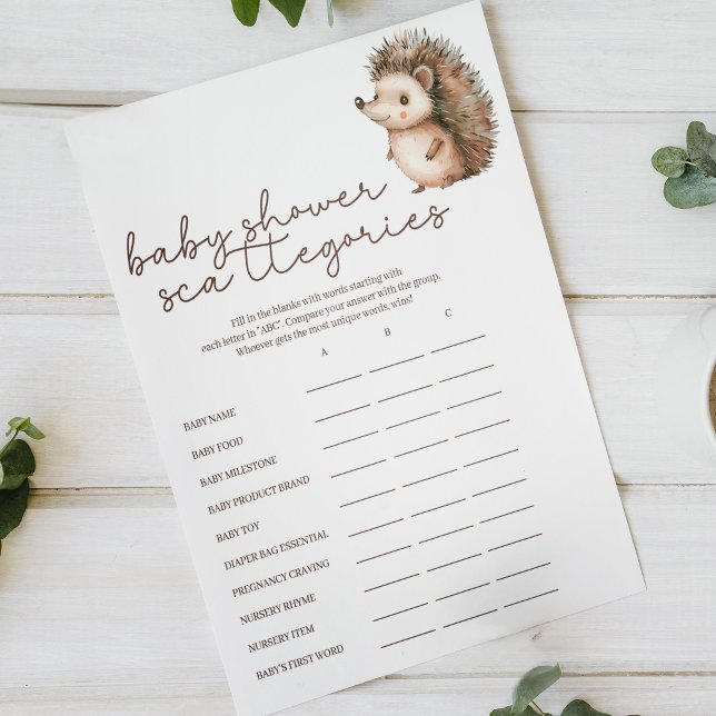 Poster Jogo de Chá de Bebê Little Hedgehog Scattergories (Criador carregado)