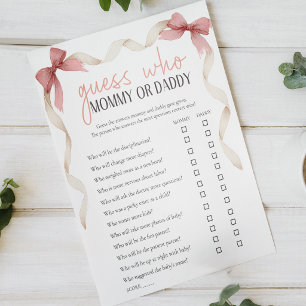 Poster Jogo de Chá de Bebê Mamãe ou Papai Floral Suave