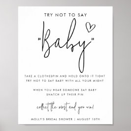 Poster Jogo de Chá de Bebê Minimalista Não Diga Neném