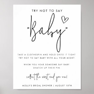Poster Jogo de Chá de Bebê Minimalista Não Diga Neném