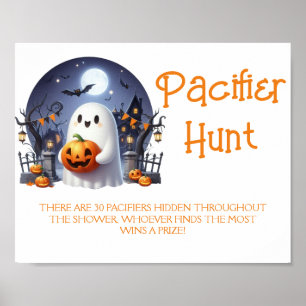 Poster Jogo de Chá de Caça Pacificadora de Boo Halloween