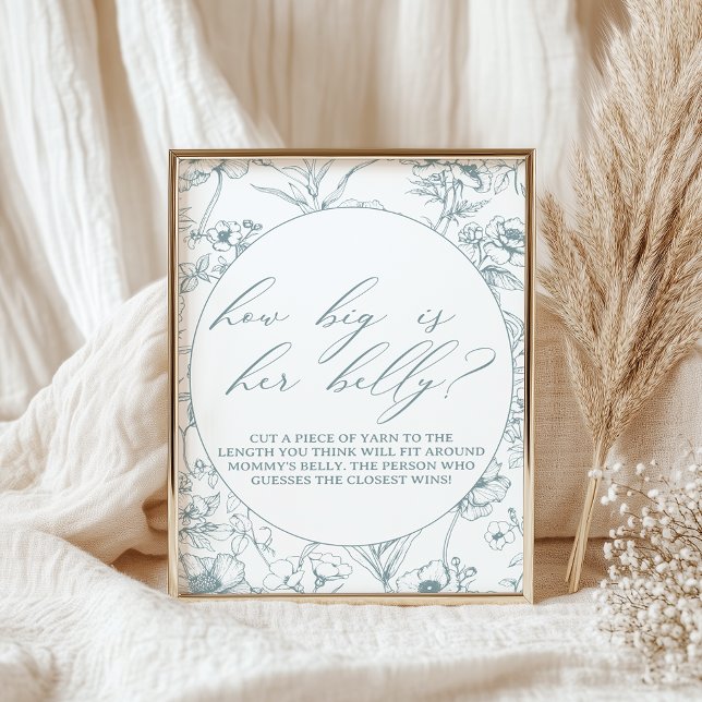 Poster Jogo de Chá de fraldas Azul Floral do Eterno Vinta (Criador carregado)