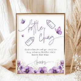 Poster Jogo de Chá de fraldas de borboleta roxa de cervej