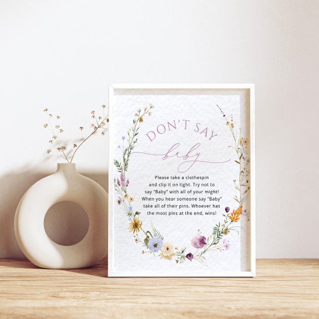 Poster Jogo de Chá de fraldas de flor selvagem "Não diga  (Criador carregado)