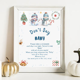 Poster Jogo de Chá de fraldas "Don't say Baby" Snowma de