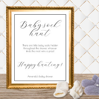 Poster Jogo de Chá de fraldas Minimalista do Baby Sock Hu