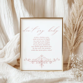 Poster Jogo de Chá de fraldas Rosa Floral do Eterno Vinta