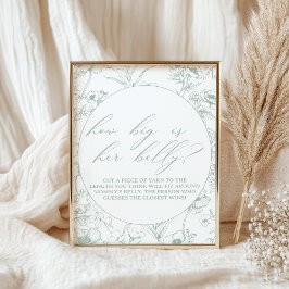 Poster Jogo de Chá de fraldas Verde Floral do Eterno Vint