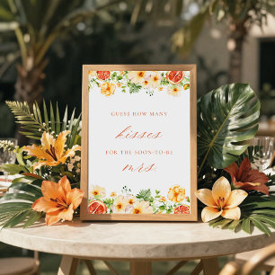 Poster Jogo de Chá de Noiva Citrus Floral Quantos Beijos