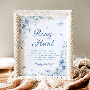 Poster Jogo de Chá de panela de Toque Floral Azul Elegant