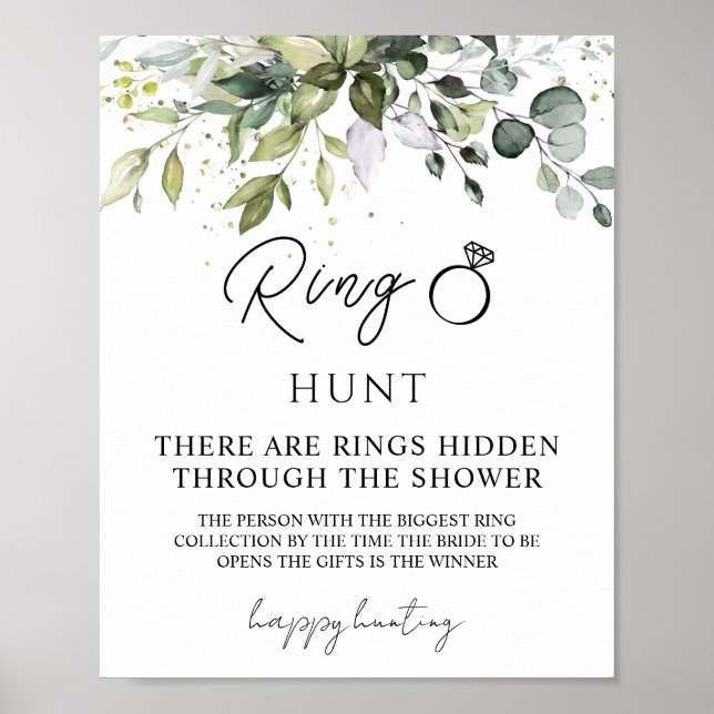 Poster Jogo de Chá de panela Greenery Ring Hunt (Frente)