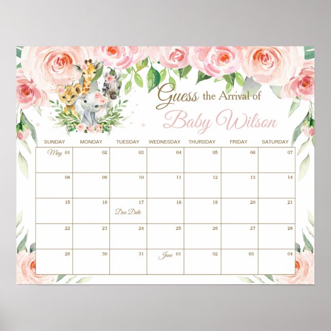 Poster Jogo de Chegada do Bebê da Selva (Frente)