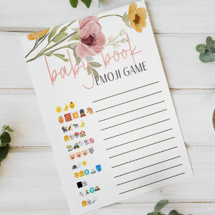 Poster Jogo de Chuva de Bebê Emoji de Livro Floral de Pri