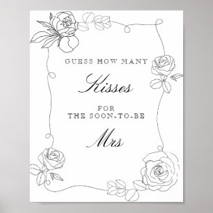 Poster Jogo de Chuva de Noiva Floral Adivinhe Quantos Bei