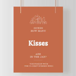 Poster Jogo de Chuva de Noiva White Guess Quantos Beijos 