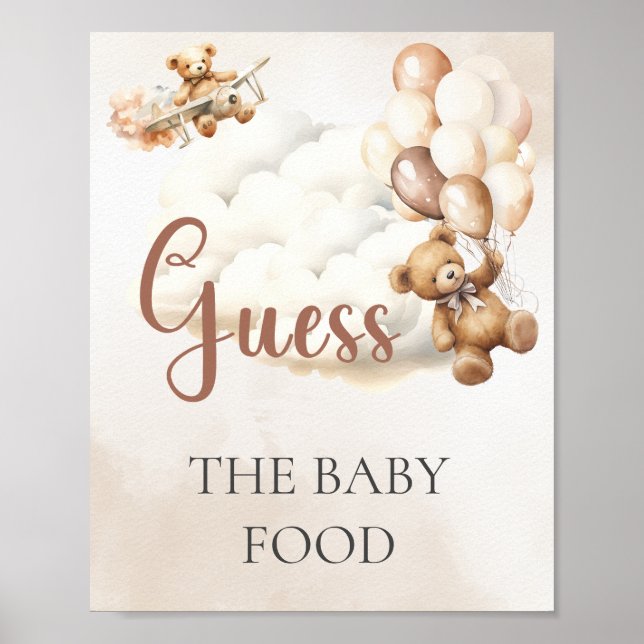 Poster Jogo de Chuveiro de Bebê ADIVINHE A COMIDA DE BEBÊ (Frente)