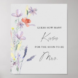 Poster Jogo de chuveiro de noiva Boho Floral quantos beij