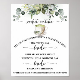 Poster Jogo de Chuveiro de Noiva Eucalipto Matcha com Pre