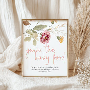 Poster Jogo de Chuvinha de Bebê Floral Suave para Chás de