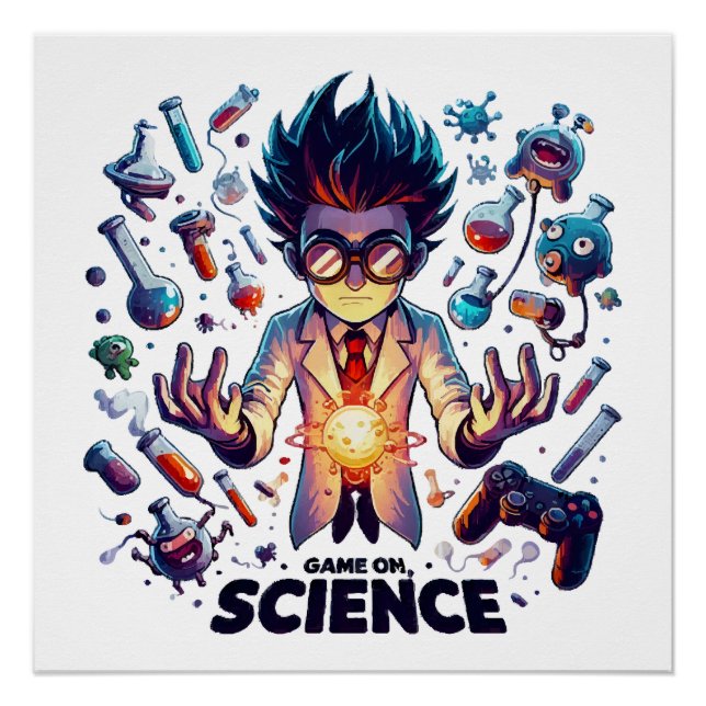 Póster Jogo de Concoção Química, Tema Ciência (Frente)