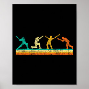 Poster Jogo de Críquete Colorido - Cricketer Tsman Tting 