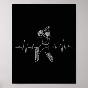 Poster Jogo de Críquete Coração - Tsman Cricketer Bowler