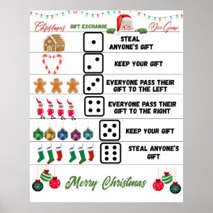 Poster Jogo de Dados de Troca de Presentes de Natal