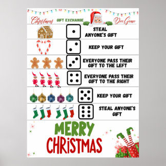 Poster Jogo de Dados de Troca de Presentes de Natal Elefa