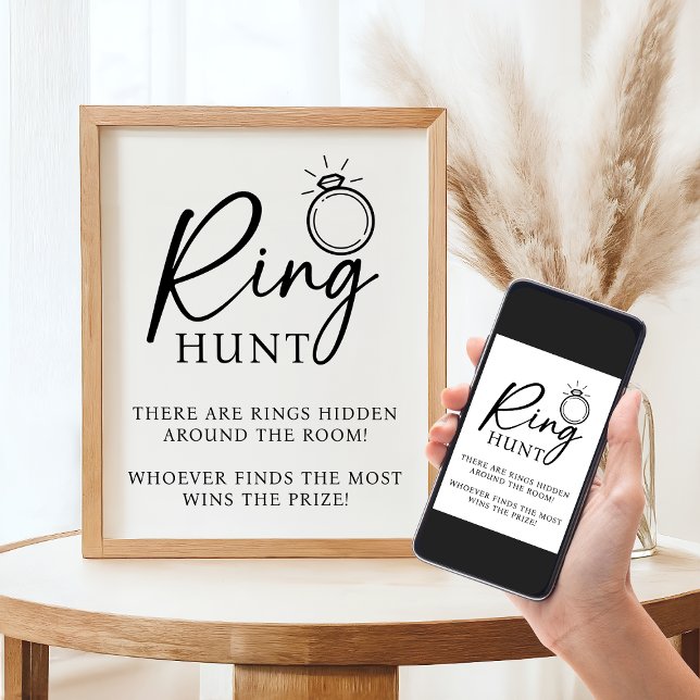 Poster Jogo de Festa de solteira do Chá de panela Ring Hu (DOWNLOADABLE Ring Hunt Bridal Shower Bachelorette Party Game Poster)