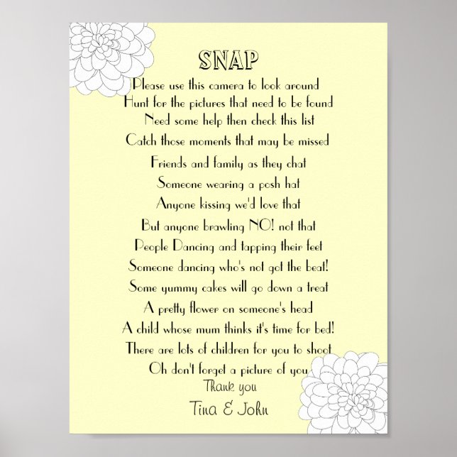 Póster Jogo de Fotos de Casamento Espião Snap (Frente)