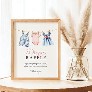 Poster Jogo de Fralda de Raffle, azul-de-denim