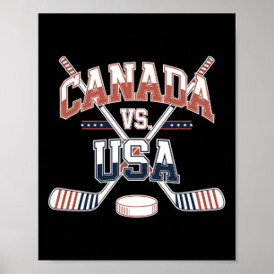 Poster Jogo de hóquei no gelo Canadá EUA Esporte canadens