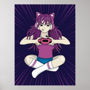 Poster Jogo de Jogo Jogador de Animação Japonês Kawaii