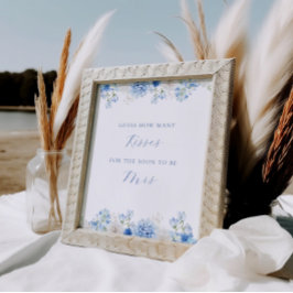 Poster Jogo de Kisses de Chá de panela Floral Azul