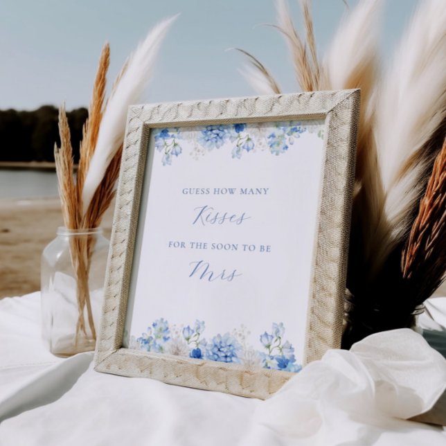 Poster Jogo de Kisses de Chá de panela Floral Azul (Criador carregado)